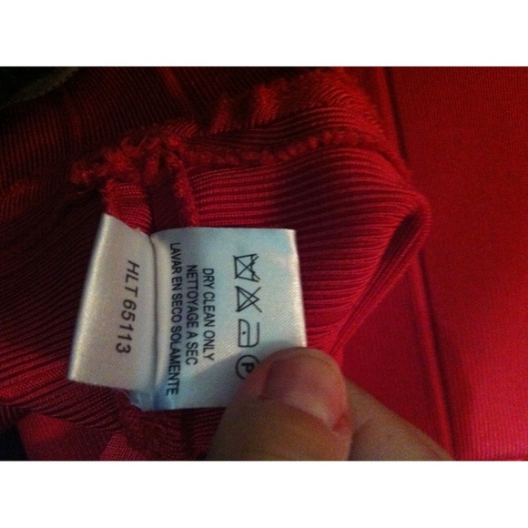 Herve Leger Red Bodycon Mini Dress V-Neck Sleeveless - Picture 5 of 7